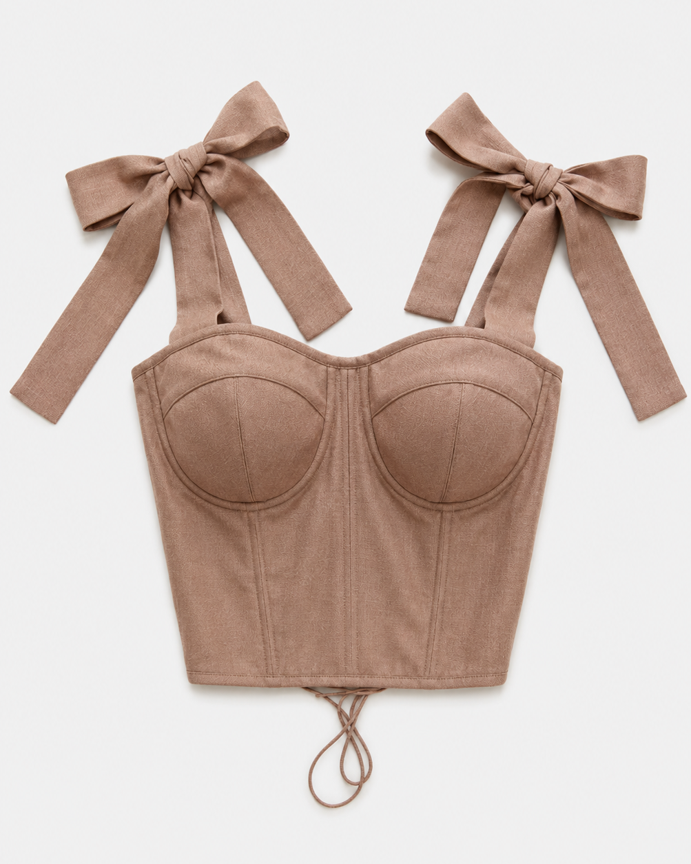 LINEN WITH A BOW TAN CORSET