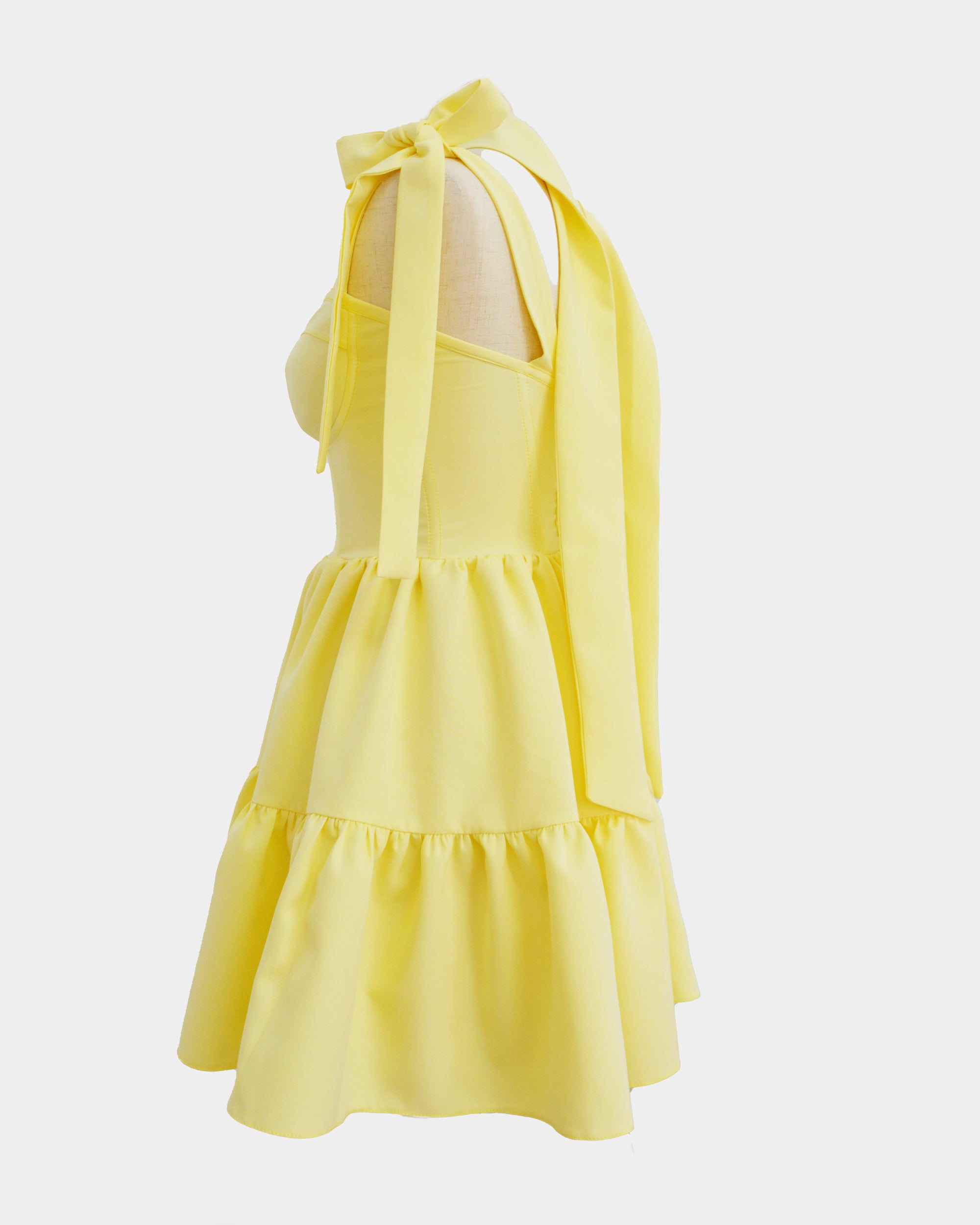 JOY BUTTER YELLOW MINI DRESS WITH SCARF