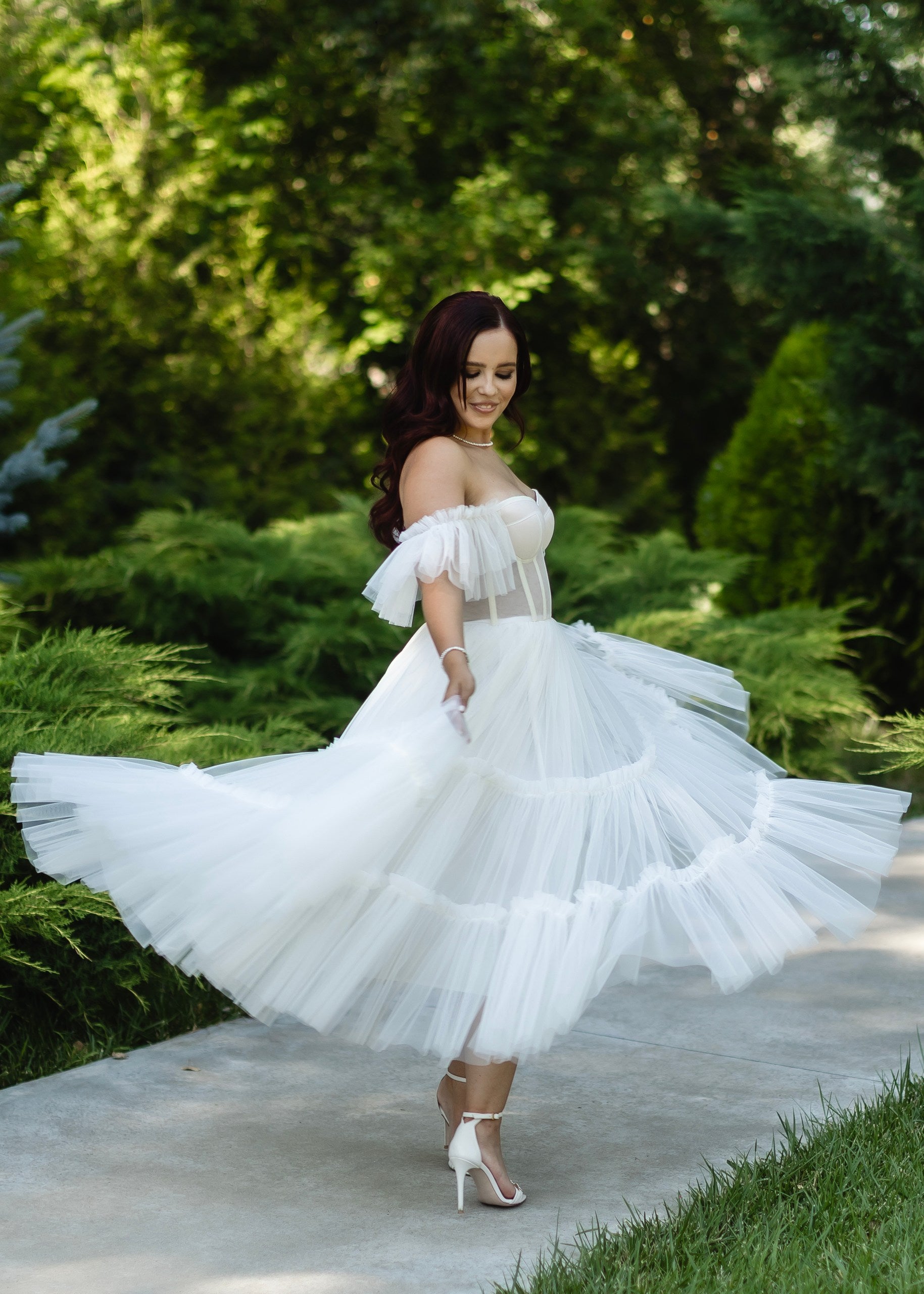 PRINCESS WHITE MIDI DRESS