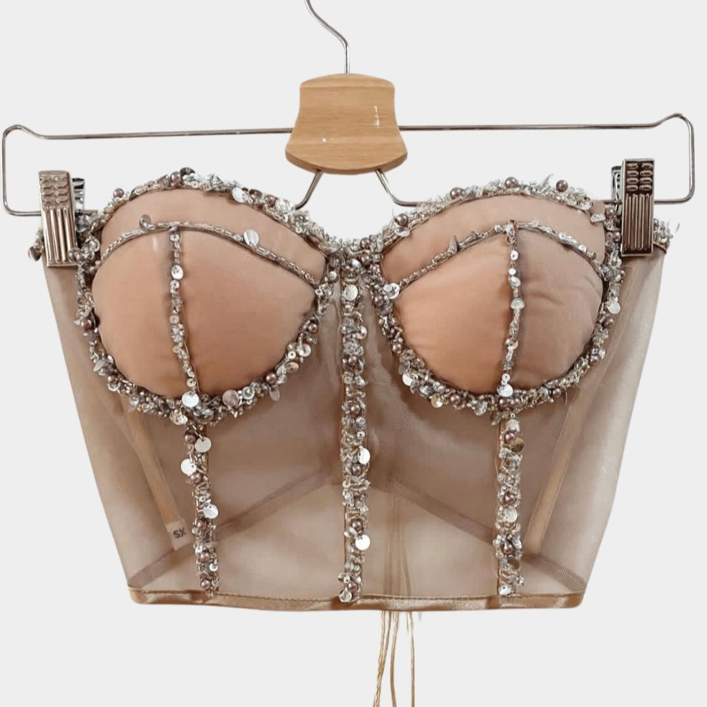 SILVER EMBELISHED CORSET