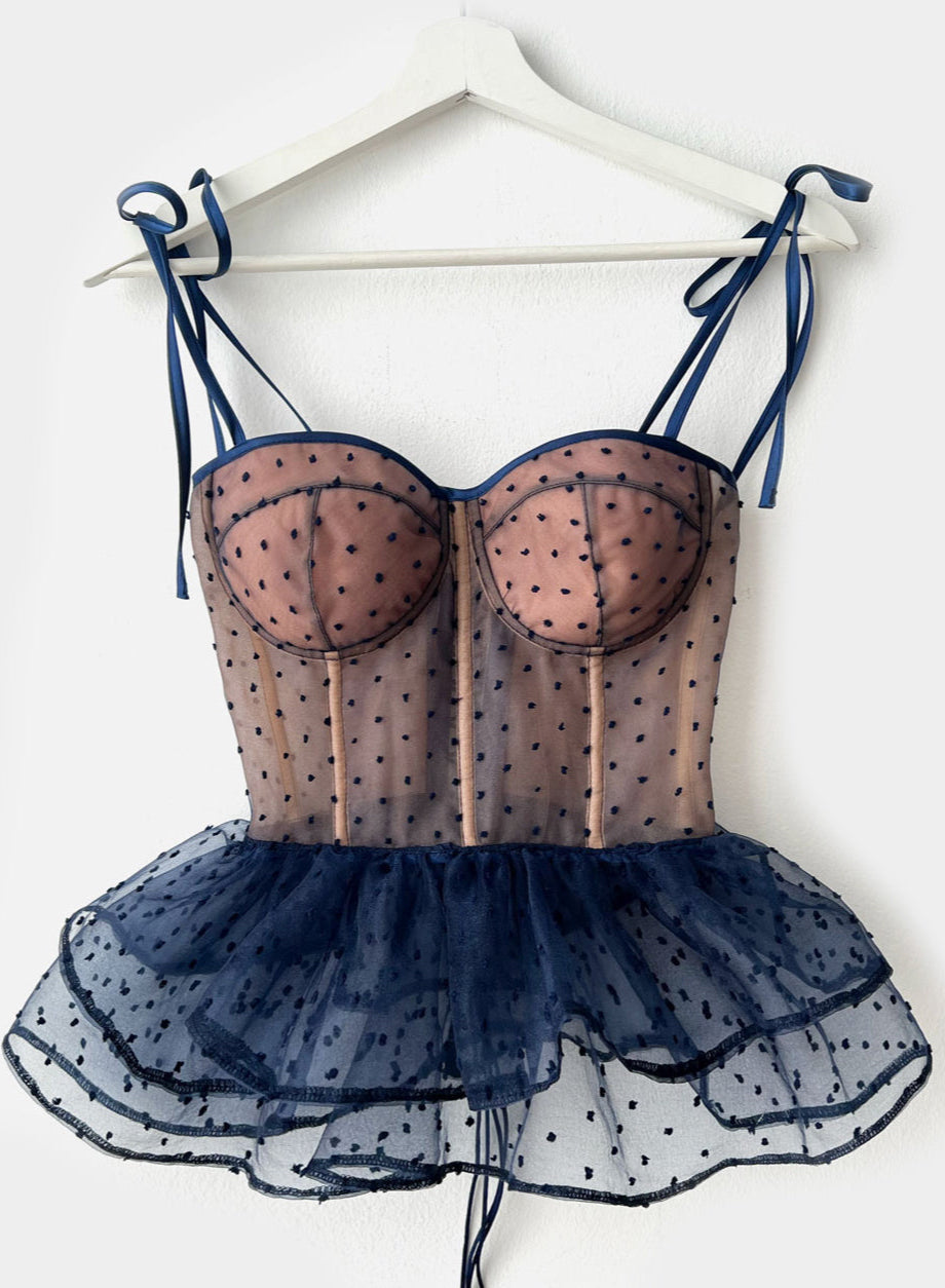 PAY ME SOME RESPECT NAVY CORSET