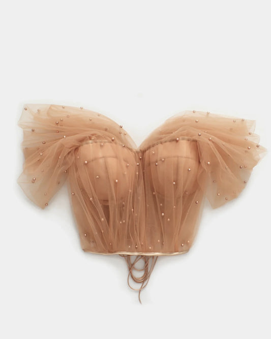 PEARLS ARE A GIRL'S BEST FRIEND TAN CORSET
