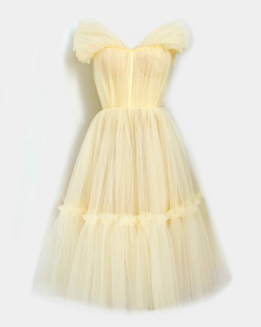 RETRO BABY BUTTER YELLOW TULLE DRESS
