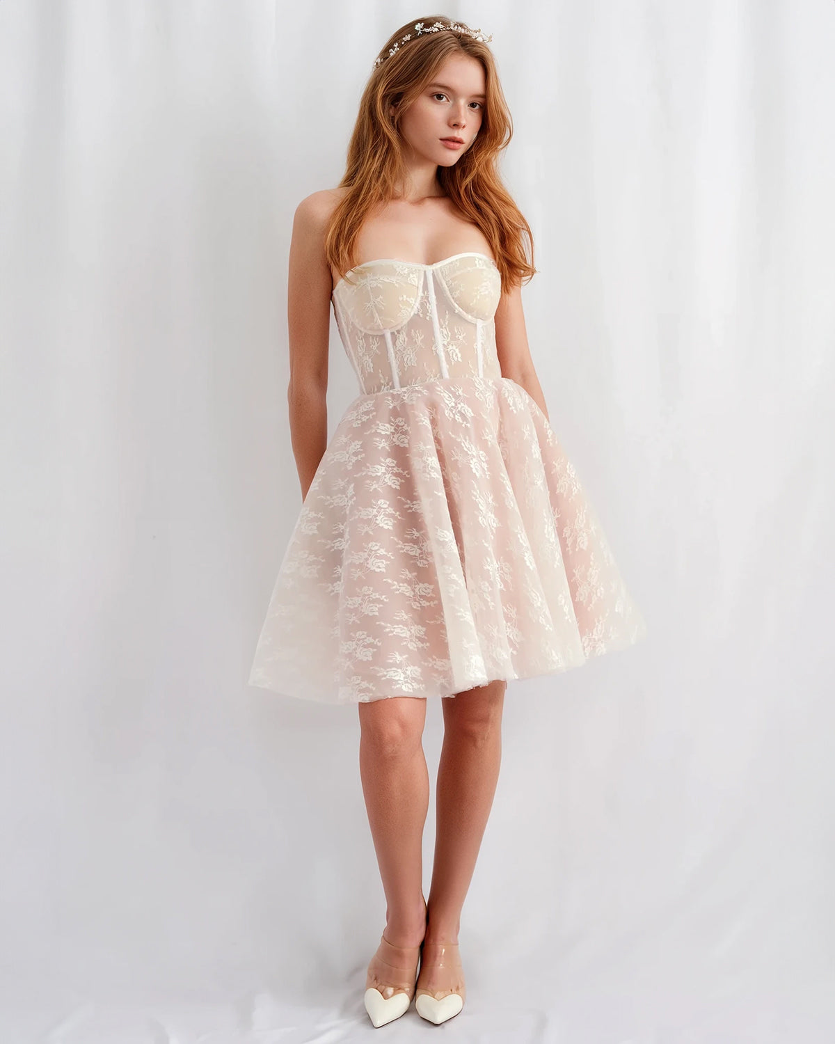 CELEBRATE POWDER PINK LACE DRESS