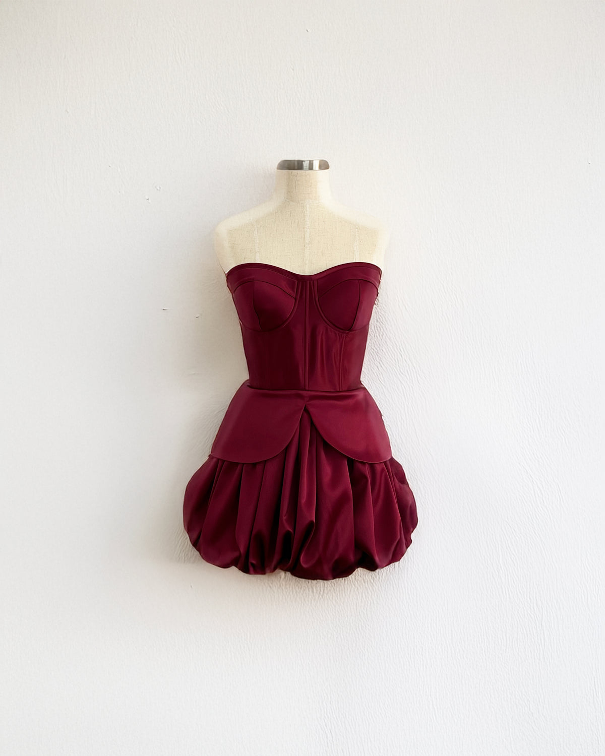 BUBBLE BURGUNDY MINI SKIRT