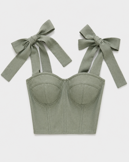 LINEN WITH A BOW SAGE GREEN CORSET