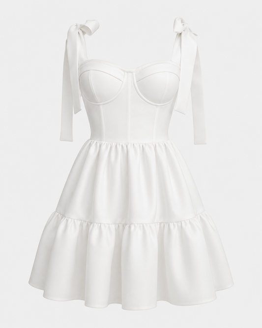 JOY WHITE MINI DRESS WITH SCARF
