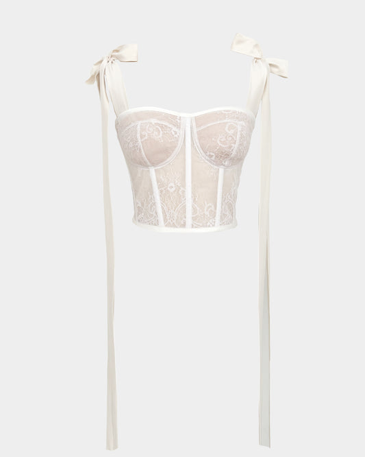 A WOMAN WITH A WHITE LACE CORSET