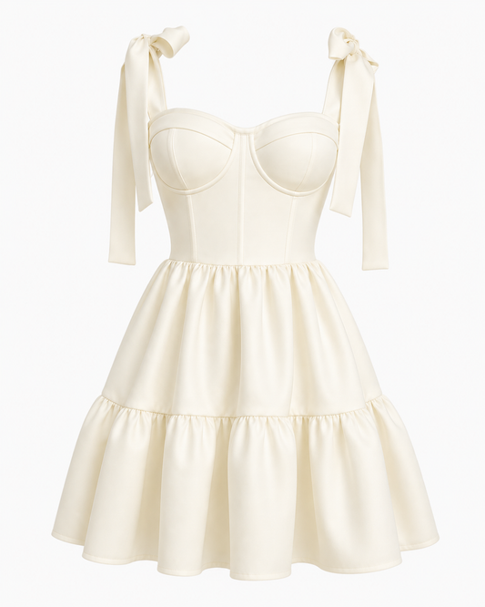 JOY IVORY MINI DRESS WITH SCARF