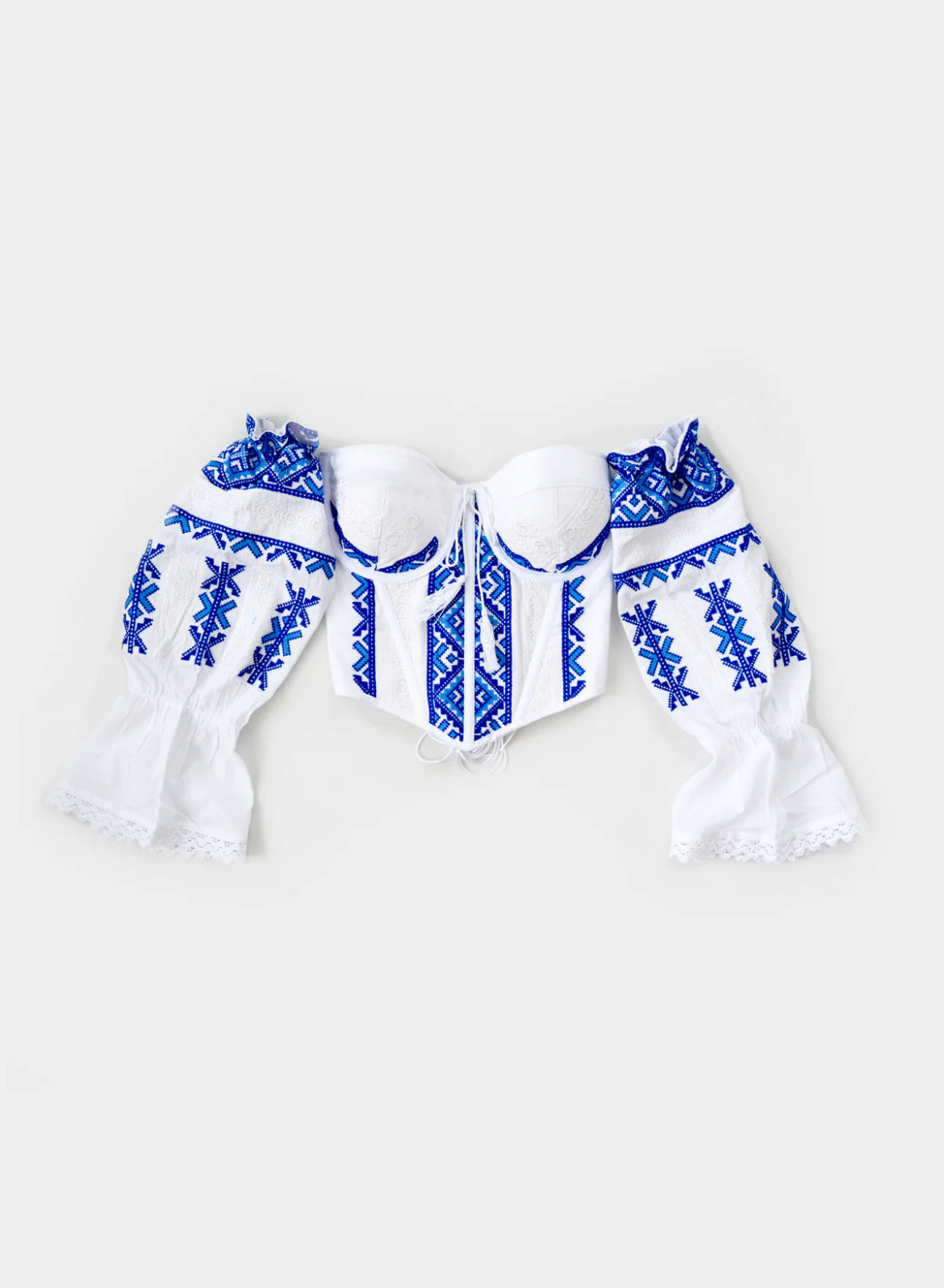 BLUE AND WHITE TRADITIONAL CORSET