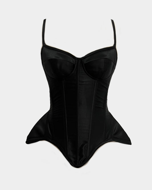 PRIVATE ACCESS BLACK SCULPTURED CORSET