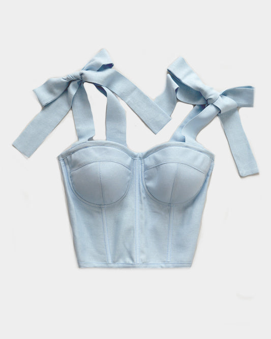 LINEN WITH A BOW BABY BLUE CORSET