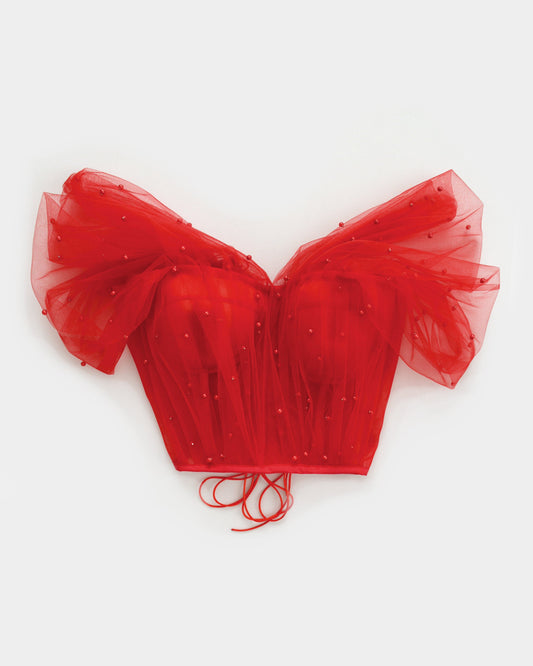 PEARLS ARE A GIRL'S BEST FRIEND RED CORSET