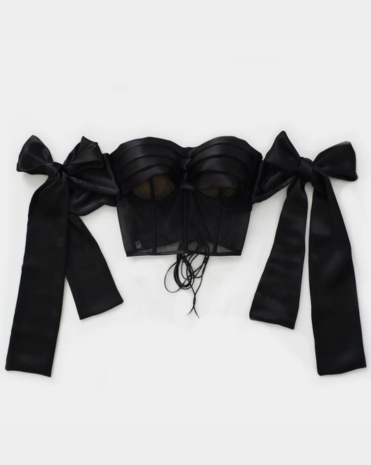 BOW FOR A WOW BLACK CORSET