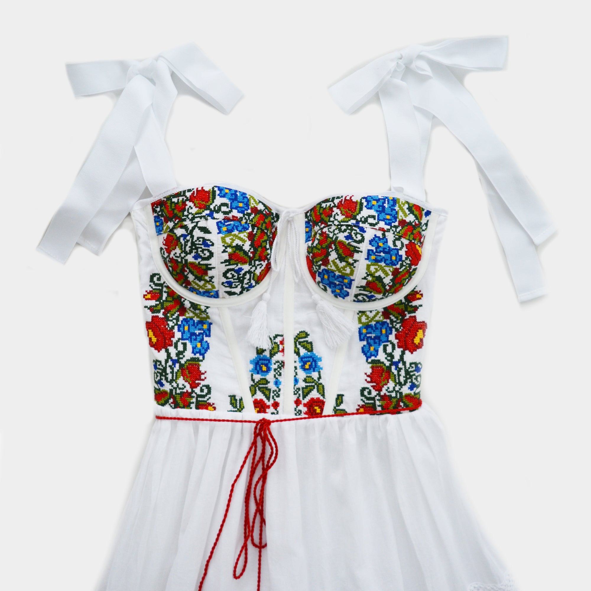 RED AND BLUE TRADITIONAL MINI DRESS