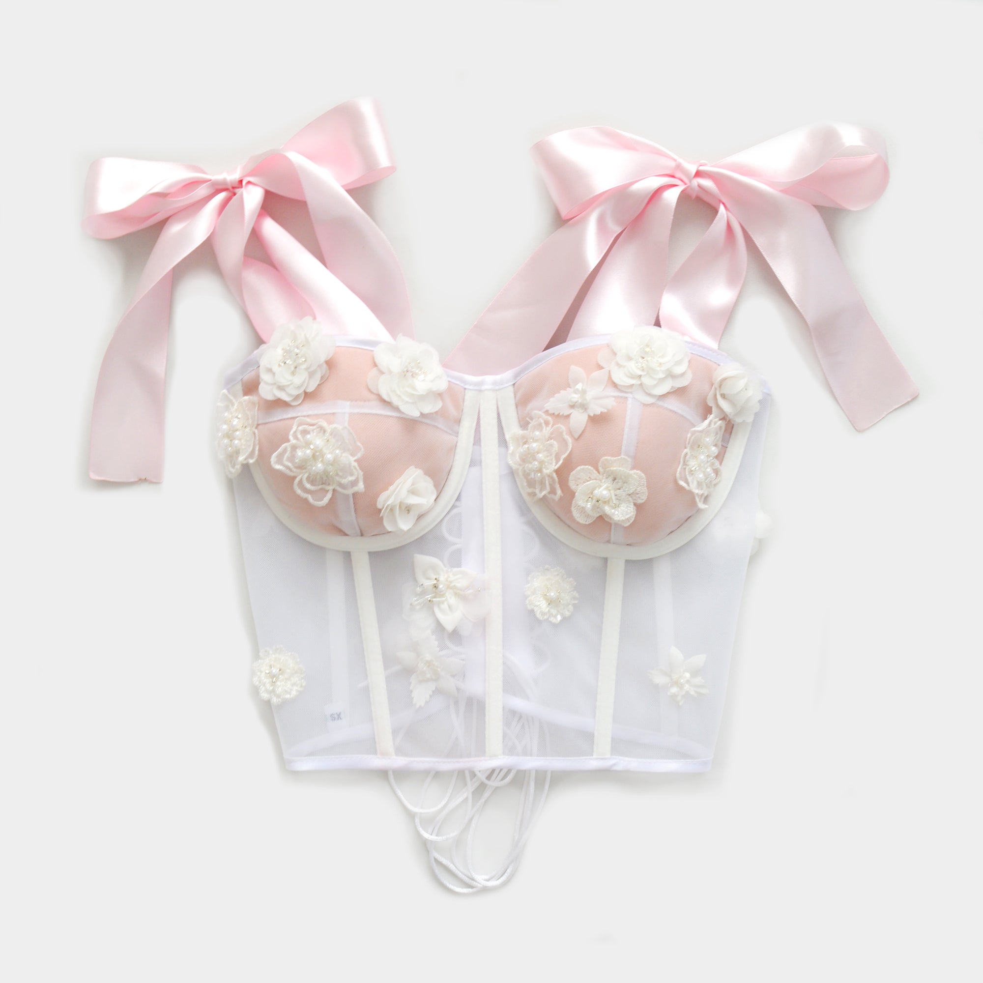 CHERRY FLOWERS CONTRASTED CORSET