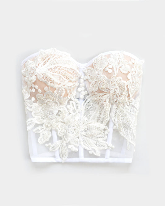 COUTURE WHITE EMBELISHED CORSET