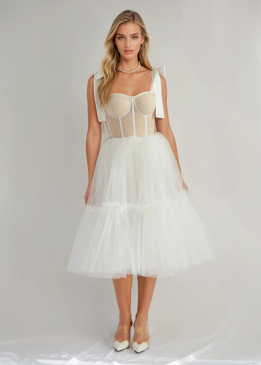 CLASSIC CHIC WHITE MIDI DRESS