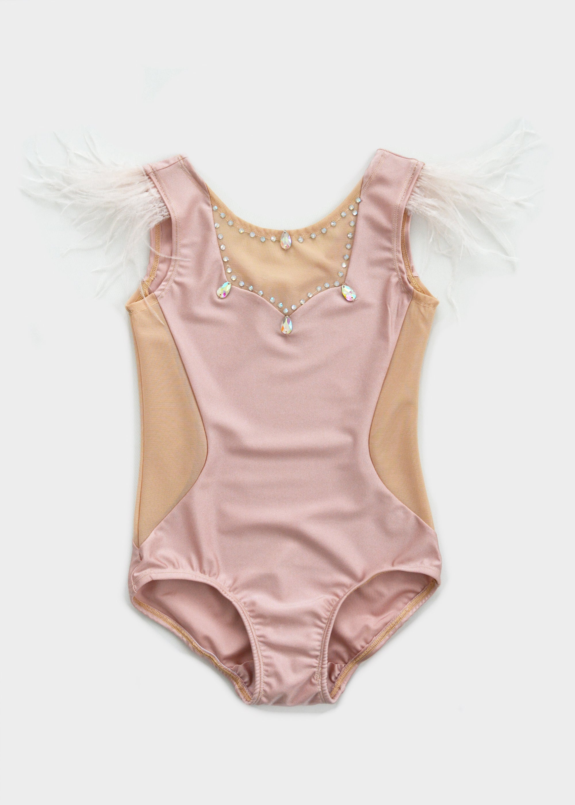BIRD OF PARADISE EMBELISHED PINK LEOTARD FOR GIRLS