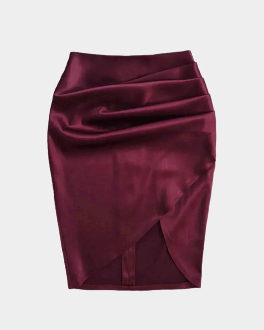PASSIONATE TOUCH BURGUNDY SATINATED SKIRT
