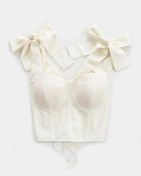 LINEN WITH A BOW IVORY CORSET