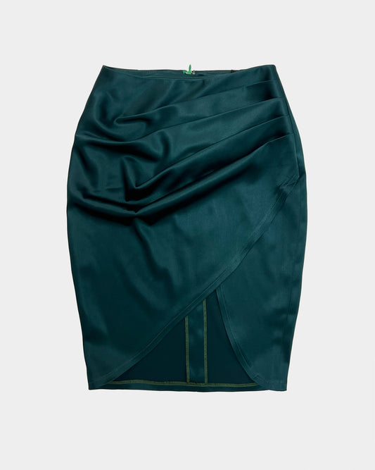 PASSIONATE TOUCH DARK GREEN SATINATED SKIRT