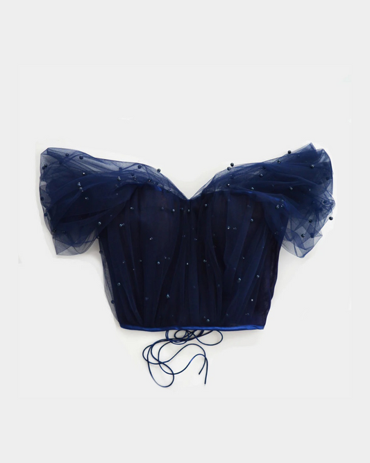 PEARLS ARE A GIRL'S BEST FRIEND NAVY CORSET