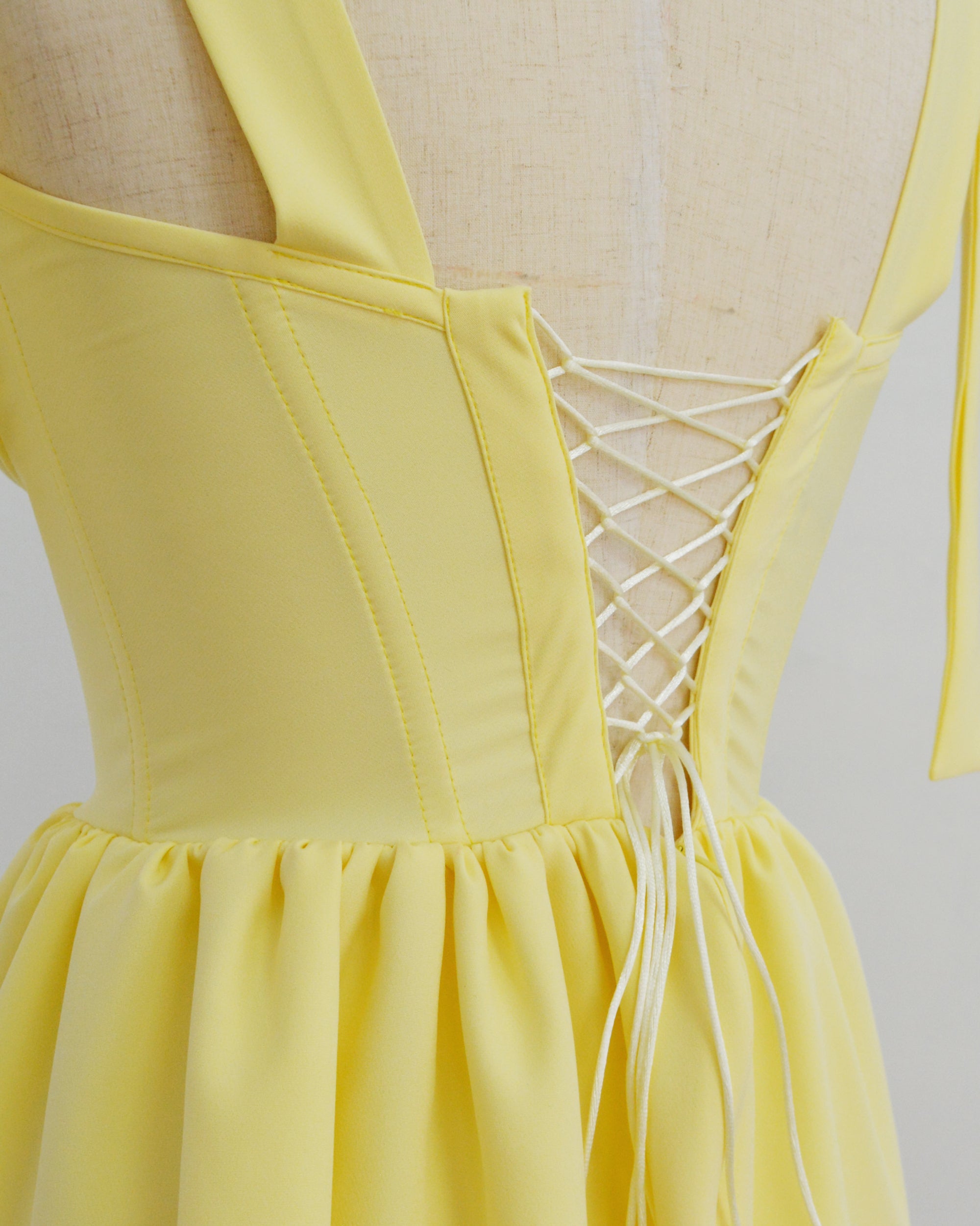 JOY BUTTER YELLOW MINI DRESS WITH SCARF