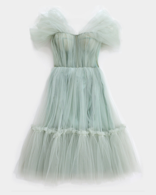 RETRO BABY WARM EUCALYPTUS TULLE DRESS