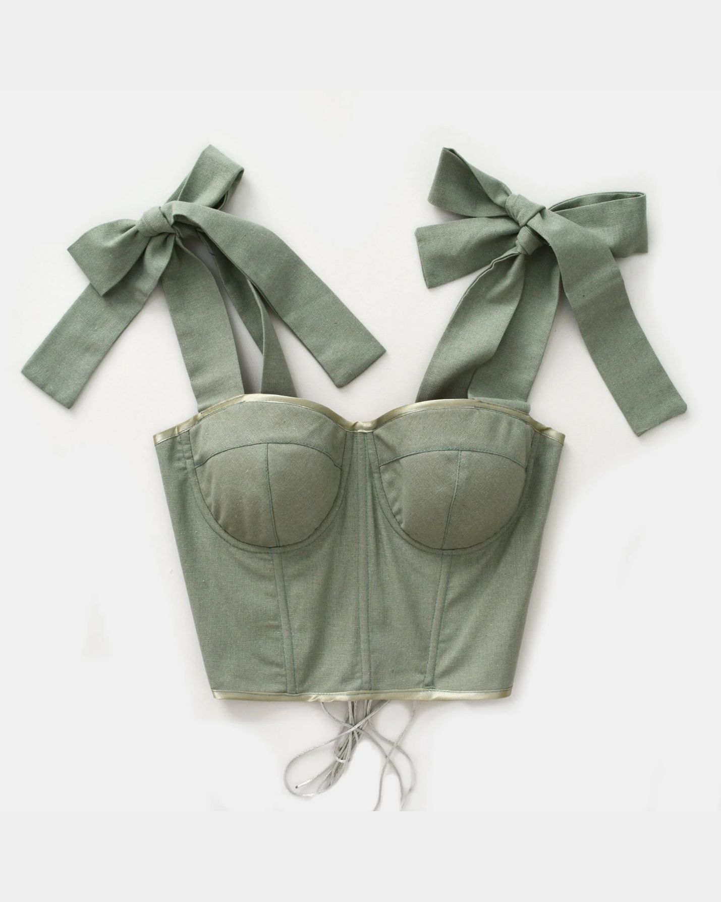 LINEN WITH A BOW SAGE GREEN CORSET