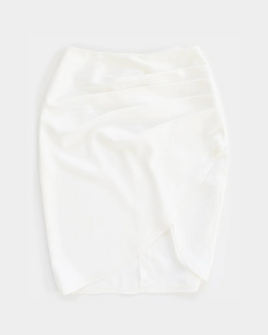 PASSIONATE TOUCH WHITE SATINATED SKIRT