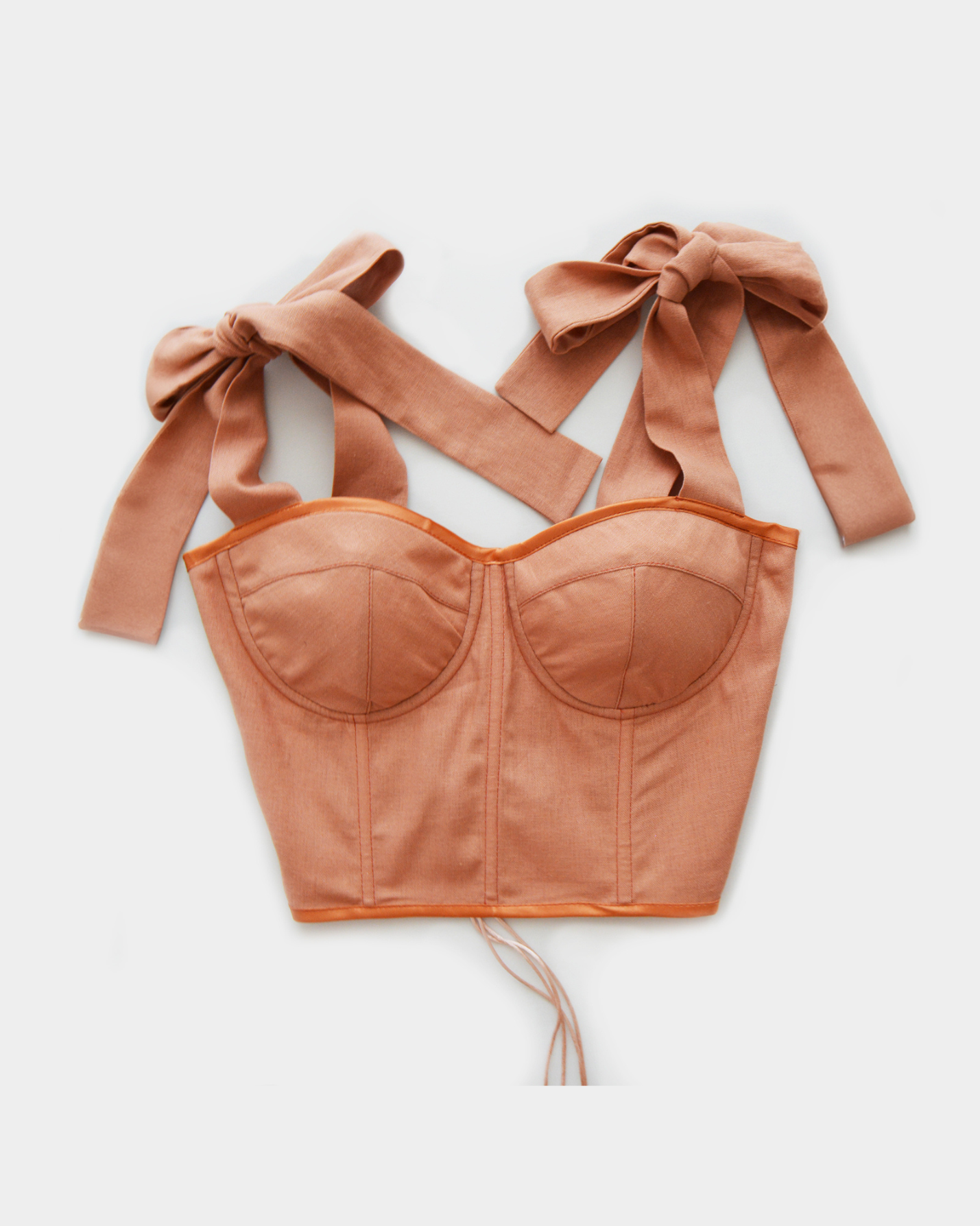 LINEN WITH A BOW TERRACOTTA CORSET