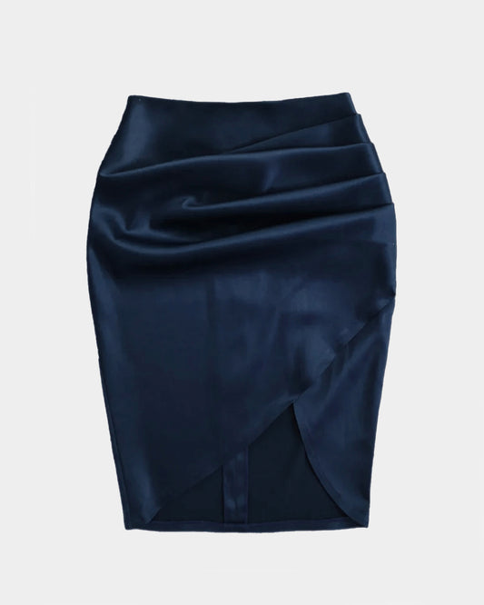 PASSIONATE TOUCH SATINATED NAVY SKIRT
