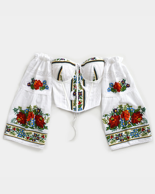 RED BLUE AND GREEN TRADITIONAL CORSET