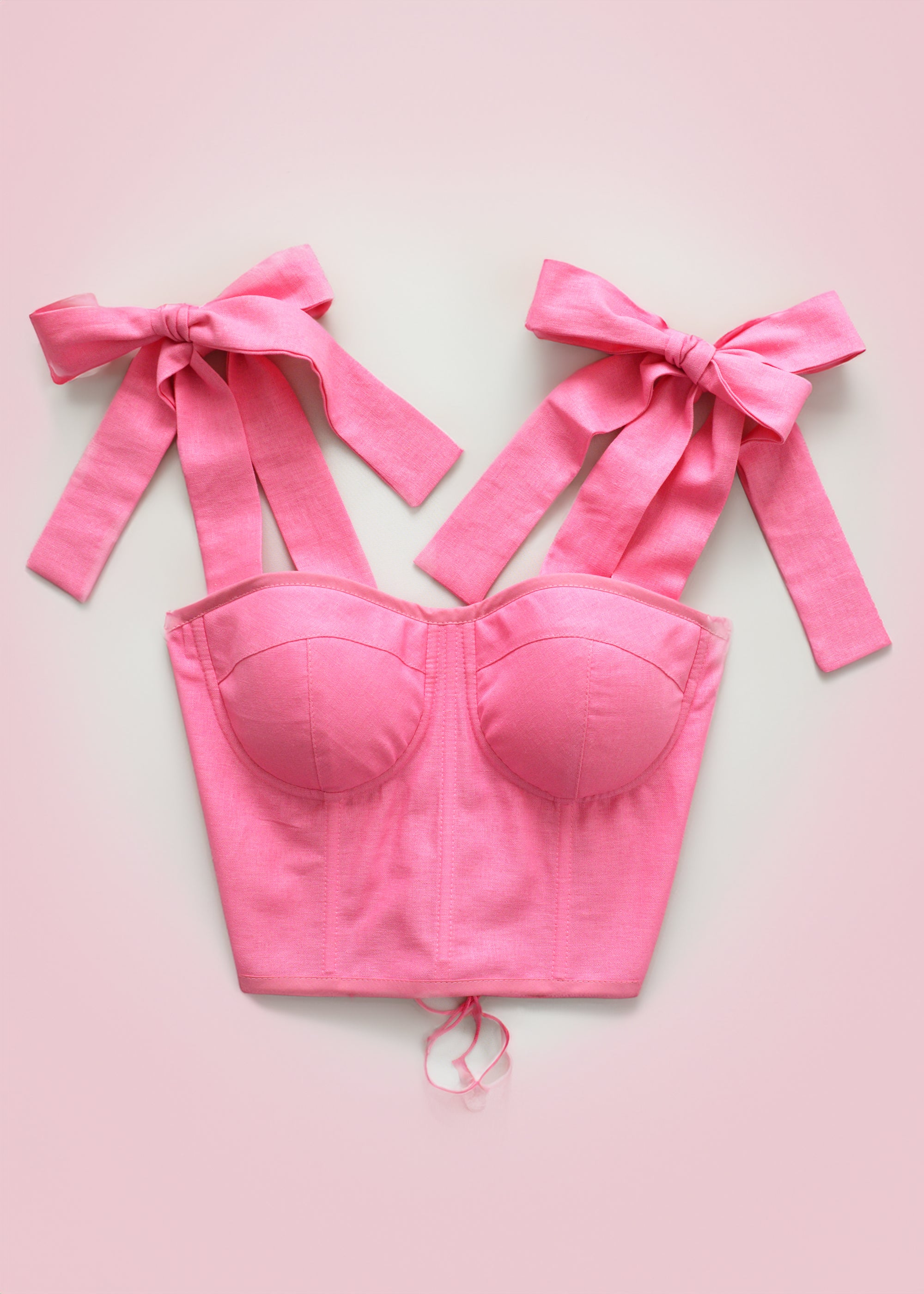 PINK LINEN WITH A BOW CORSET