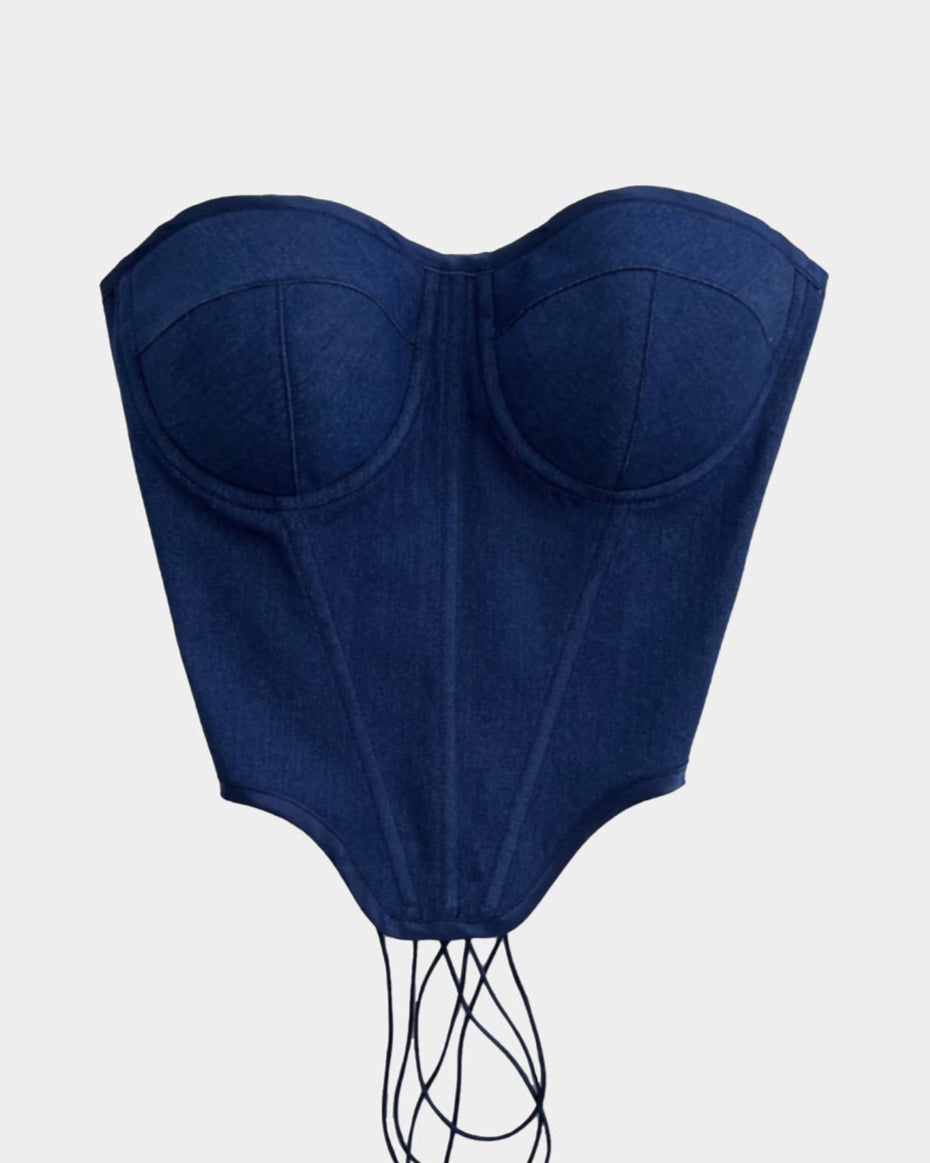 MINIMALIST DENIM DARK BLUE CORSET