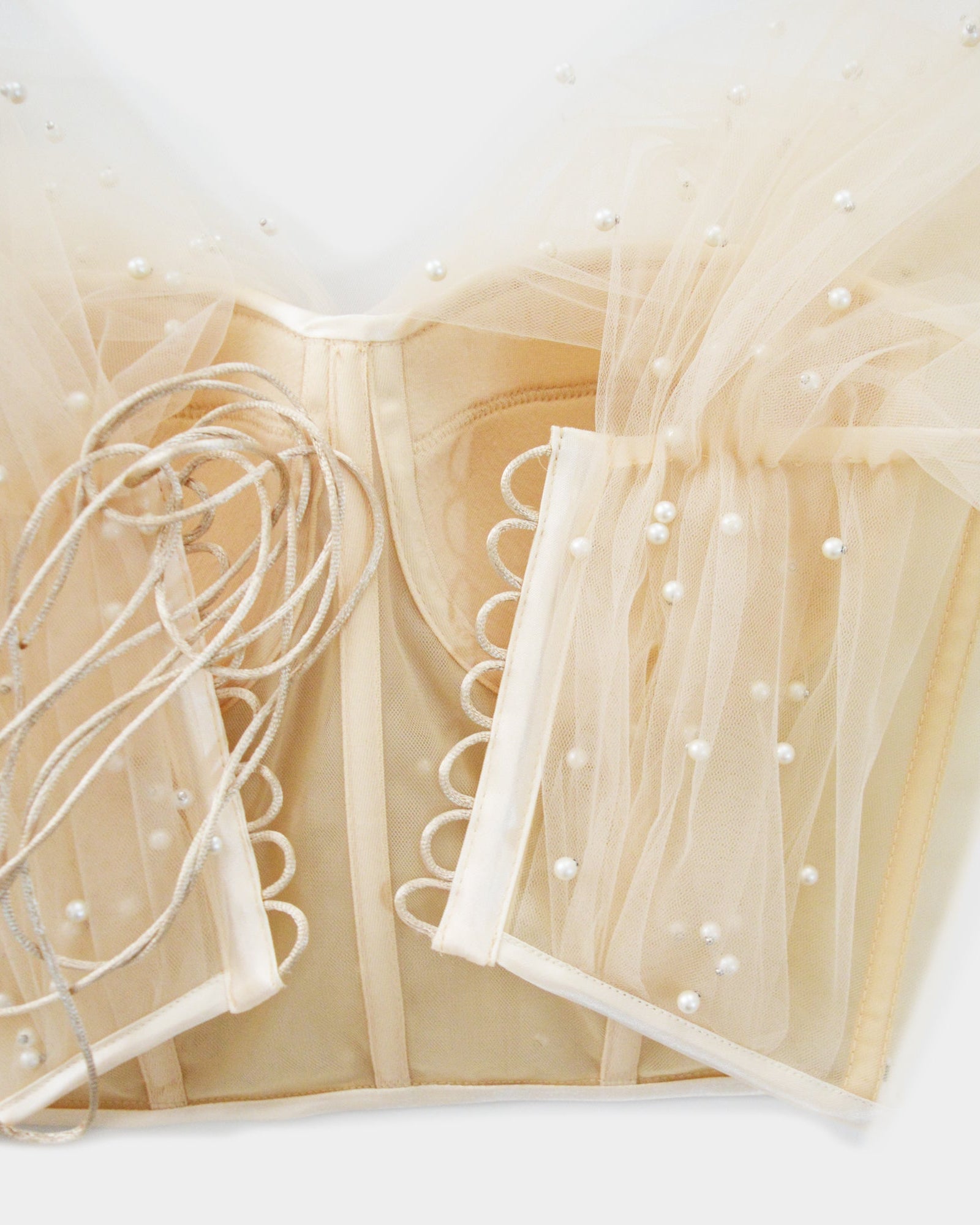 Neoprene Tulle Corset One shoulder Puffy with Pearls main image 0