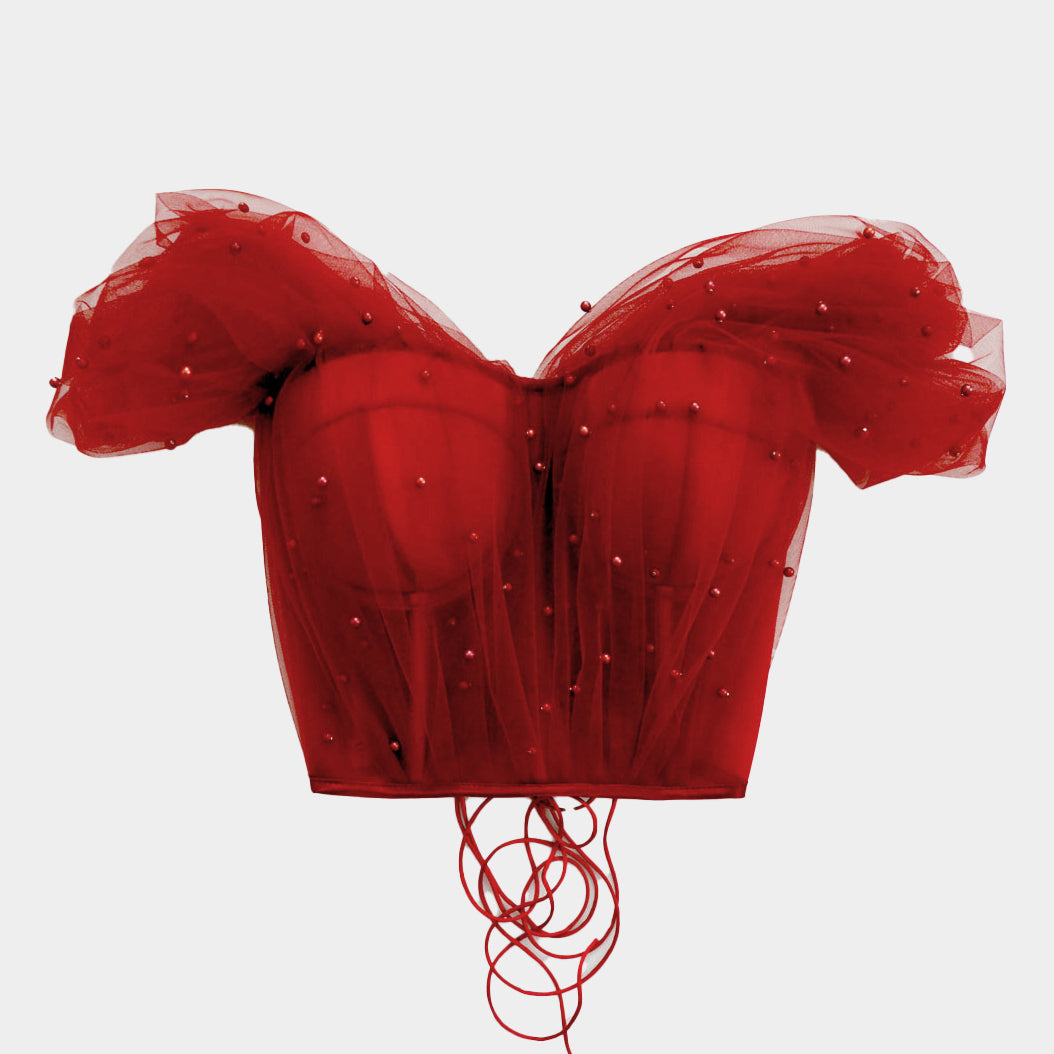 PEARLS ARE A GIRL'S BEST FRIEND BURGUNDY CORSET