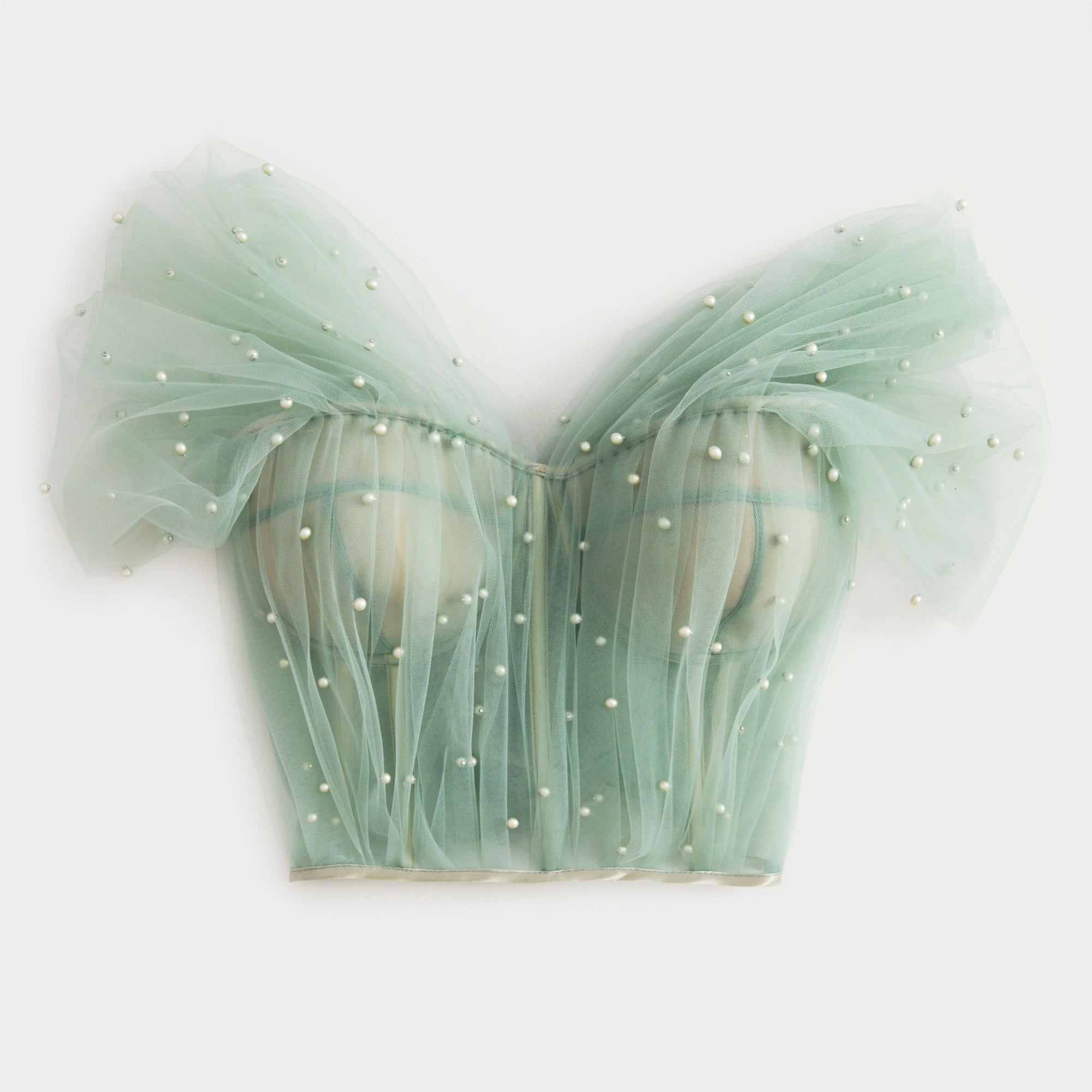 PEARLS ARE A GIRL'S BEST FRIEND SAGE GREEN CORSET