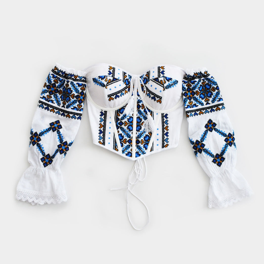 BLUE AND BROWN TRADITIONAL CORSET