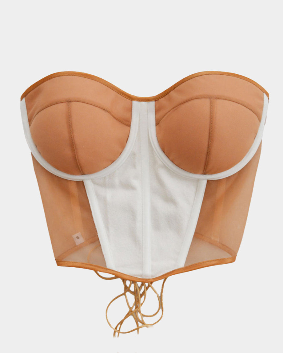 FROM NOW ON WHITE DENIM CORSET