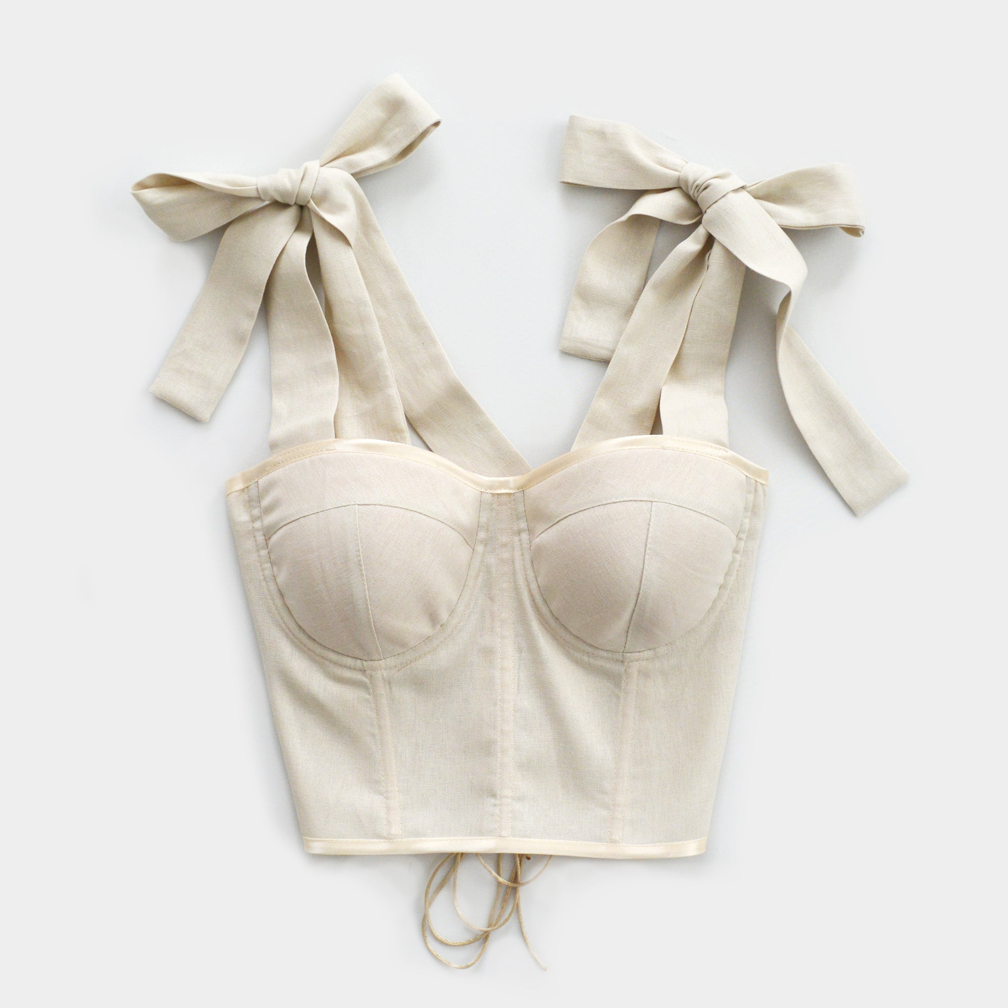 LINEN WITH A BOW CHALK CORSET