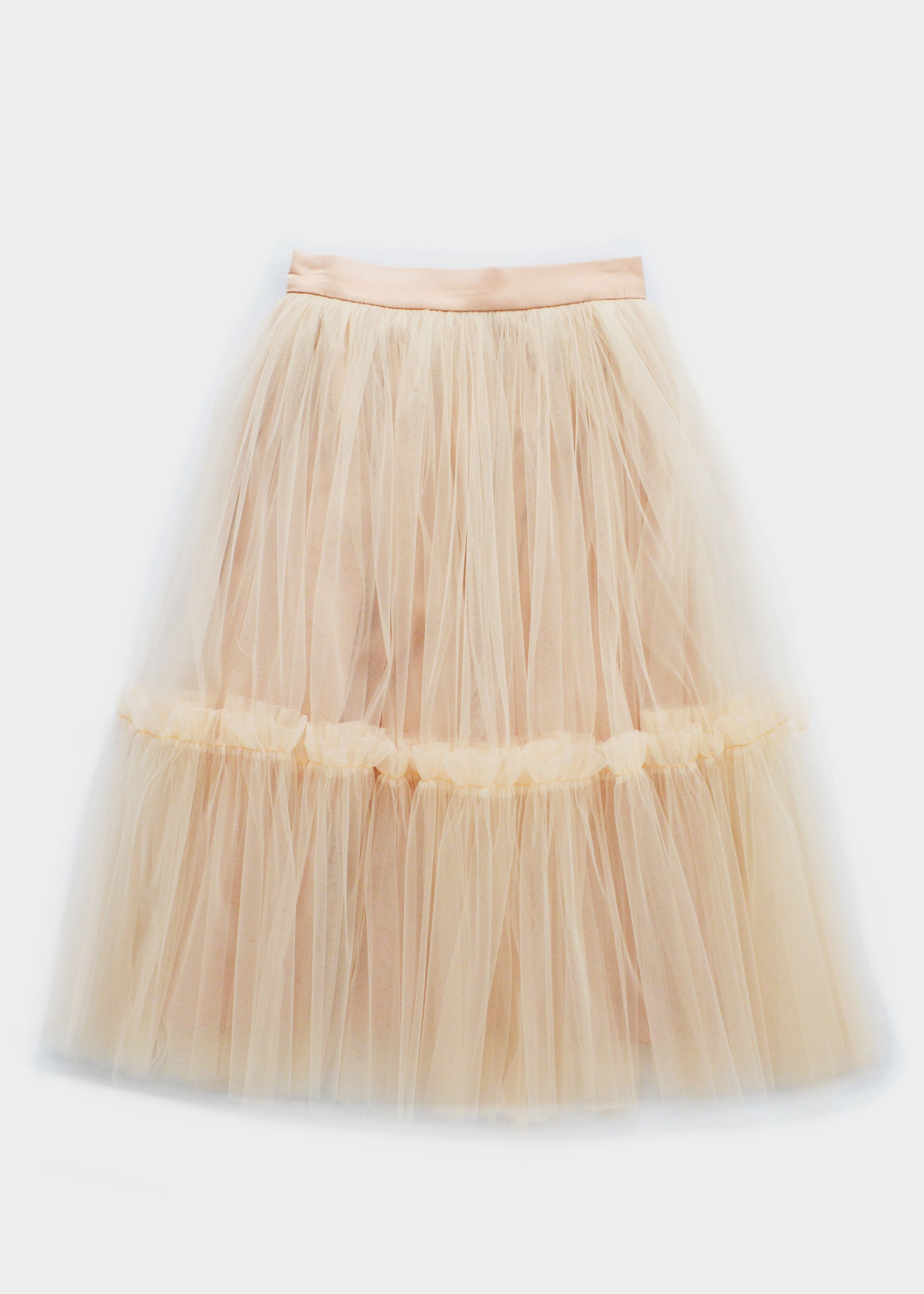 OH MY RUFFLES PEACH MIDI TULLE SKIRT