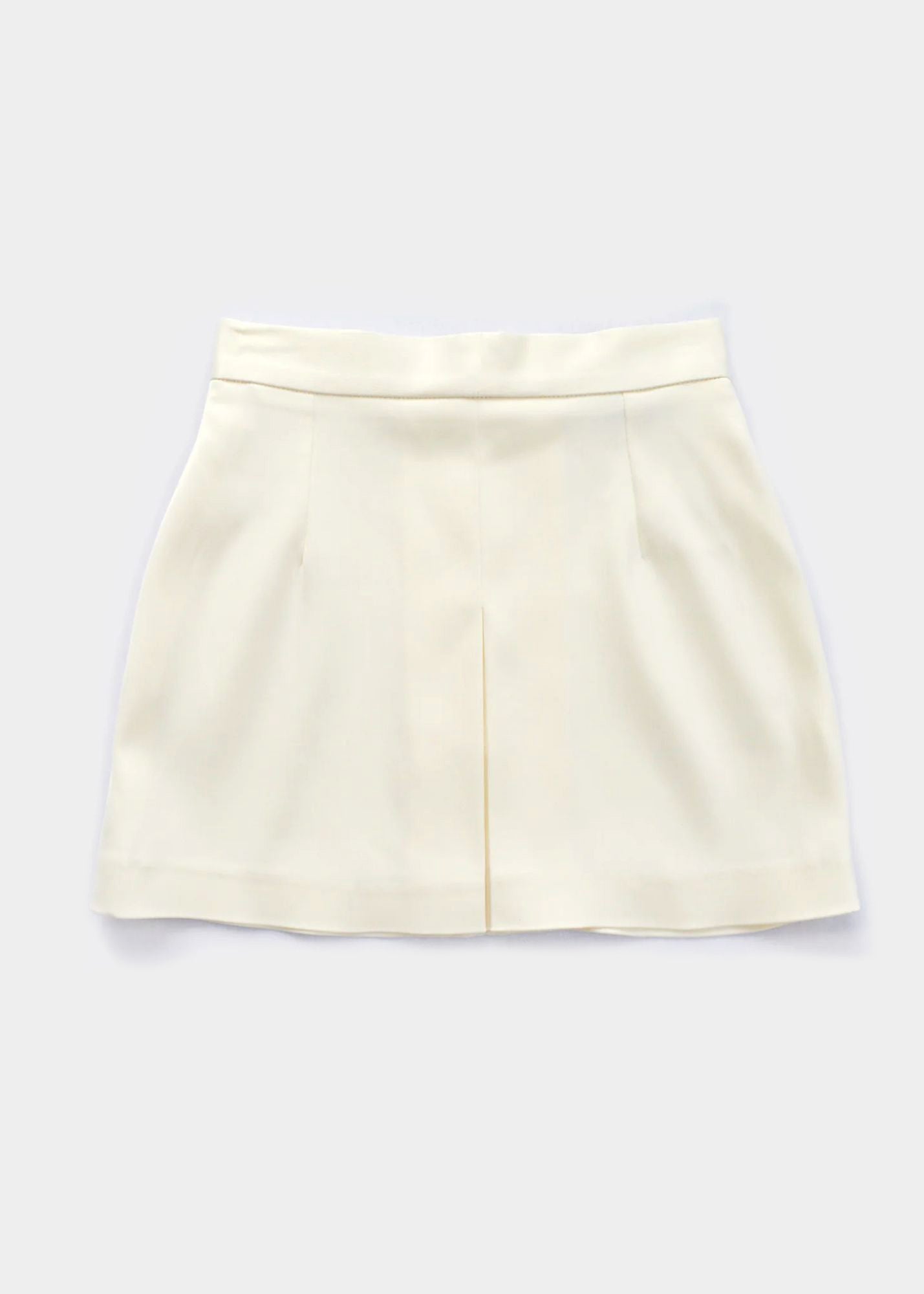SINGLE PLEAT SATINATED MINI SKIRT